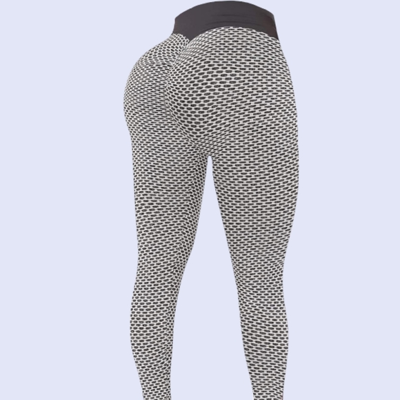 2 Pieces Set Women High Waist Cut Scrunch Bubble Butt Leggings Pants ladies - Picture 3 of 4